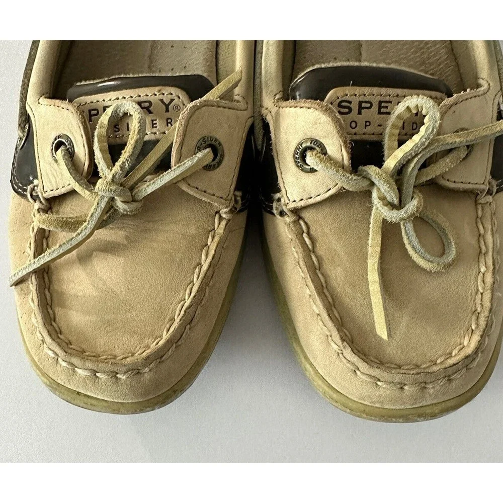 Sperry Top Siders Womens 8.5M Boat Shoes Beige Leopard Cheetah Print Flat Loafer